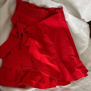 🛍️ Tanya Taylor Red Wrap Skirt – NEW – Size 2